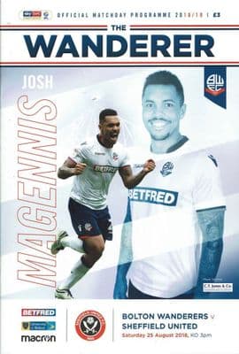 Bolton v Sheff United 25th August 2018 Official Programme 2018/2019