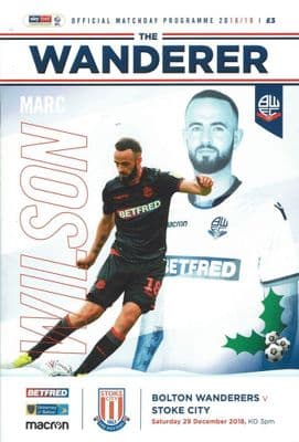 Bolton v Stoke 29th December 2018 Official Programme 2018/2019