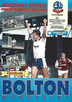 Bolton Wanderers v Bury 22nd May 1991 Official Matchday Programme