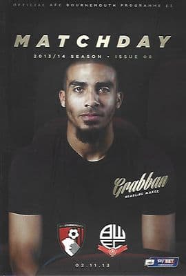 Bournemouth v Bolton 2nd November 2013 Official Matchday Programme 2013/2014