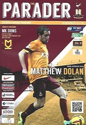 Bradford v MK Dons 22nd February 2014 Official Matchday Programme 2013/2014