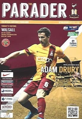 Bradford v Walsall 25th March 2014 Official Matchday Programme 2013/2014