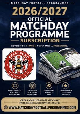 Brentford Home League Only Official Matchday Programme Subscription 2026/2027 Season