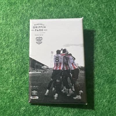 Brentford Last Match at Griffin Park Programme Cover Rectangle Plastic Pin Badge