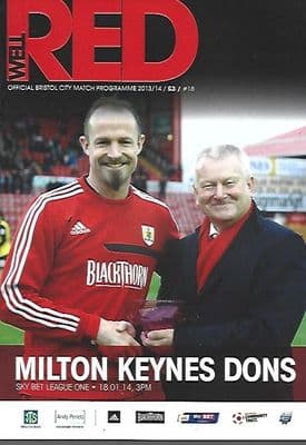 Bristol City v MK Dons 18th January 2014 Official Matchday Programme 2013/2014