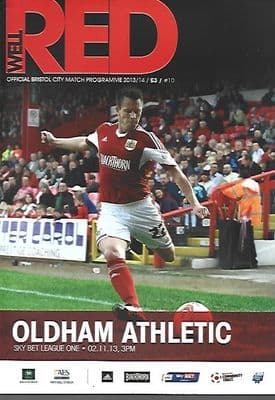 Bristol City v Oldham Athletic 2nd November 2013 Official Matchday Programme 2013/2014