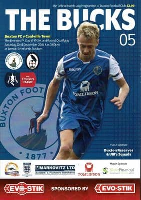 Buxton v Coalville Town FA Cup Matchday Programme 2018/2019 - 22nd September 2018