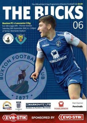 Buxton v Lancaster City Official Matchday Programme 2018/2019 - 29th September 2018