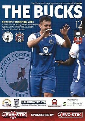 Buxton v Stalybridge Celtic FA Trophy 13th November 2018 Official Matchday Programme