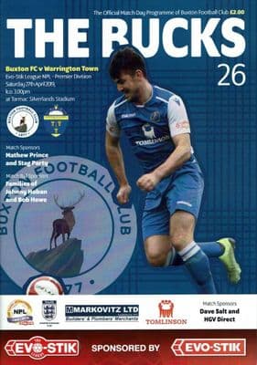 Buxton v Warrington Town Official Matchday Programme 2018/2019 - 27th April 2019