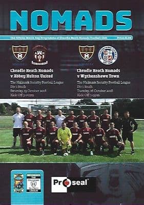 Cheadle Heath Nomads v Abbey Hulton & Wythenshawe Town Oct 18 Official Matchday Programme 2018/2019