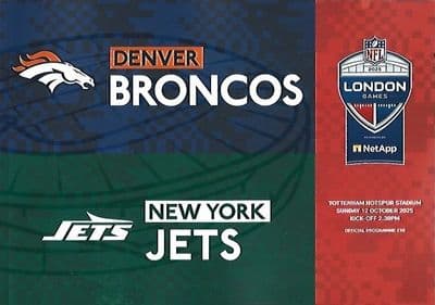 Denver Broncos v New York Jets Tottenham Hotspur Stadium Official Programme - 12th October 2025