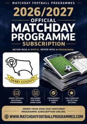 Derby County Home League Only Official Matchday Programme Subscription 2026/2027 Season