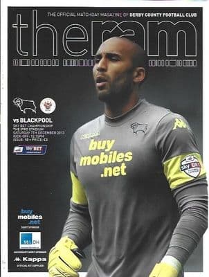 Derby County v Blackpool 7th December 2013 Official Matchday Programme 2013/2014