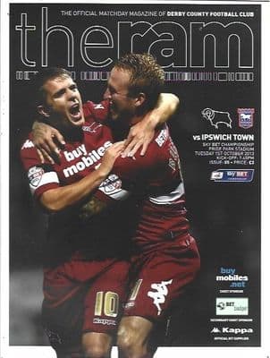 Derby County v Ipswich 1st October 2013 Official Matchday Programme 2013/2014