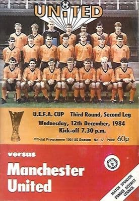 Dundee United v Manchester Unites 12th December 1984 UEFA Cup Official Matchday Programme
