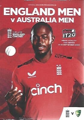 England Men v Australia IT20 Series Official Programme COVERS ALL 4 GAMES - 11th -15th Sept 2024