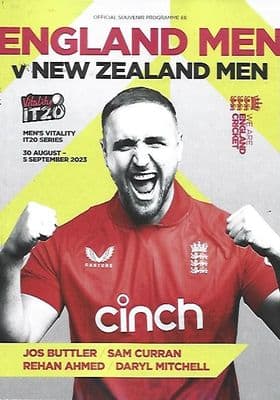 England Men v New Zealand Mens Vitality IT20 Series Programme 30th August - 5th September 2023