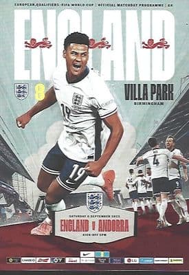 England v Andorra Official Matchday Programme 2025/26 - 6th September 2025