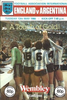 England v Argentina FA International 13th May 1980 Official Programme
