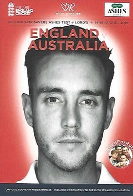 England v Australia 2nd Ashes Test Lord 14th - 18th August 2019 Official Programme