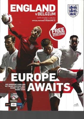 England v Belgium Euro 2012 Warm up 2nd June 2012 Programme