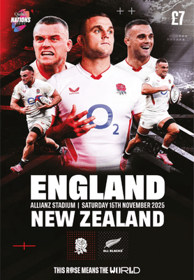 England v New Zealand Quilter Nations Series 2025 Allianz Stadium 15th Nov 25 Programme - PRE-ORDER