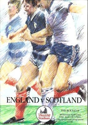 ENGLAND V SCOTLAND ROUS CUP 23rd APRIL 1986 Official Matchday Programme