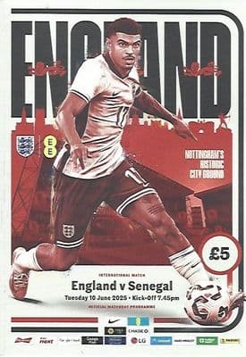 England v Senegal Official Matchday Programme 2025/26 - 10th June 2025
