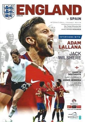 England v Spain International Friendly Official Matchday Programme 15th November 2016