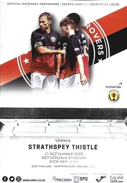 Gala Fairydean Rovers v Strathspey Thistle Official Matchday Programme ...