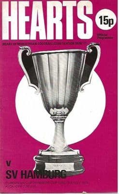 Heart of Midlothian v SV Hamburg 3rd November 1976 ECWC Official Matchday Programme