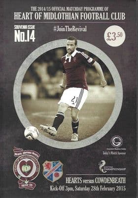 Hearts v Cowdenbeath Official Matchday Programme 2014/15  - 28th February 2015