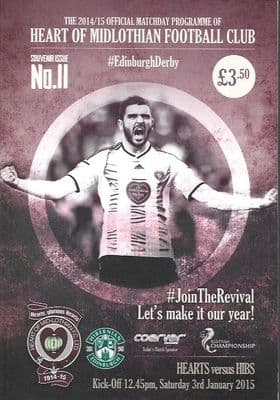 Hearts v Hibernian Official Matchday Programme 2014/15  - 3rd January 2015
