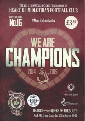 Hearts v Queen of the South Official Matchday Programme 2014/15  - 28th March 2015