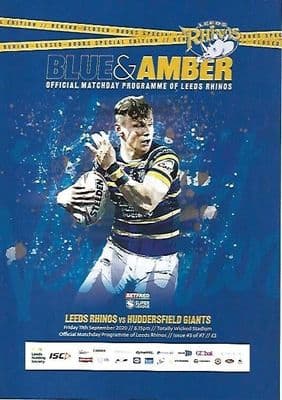 Leeds Rhinos v Huddersfield Giants Official Matchday Programme 11th September 2020