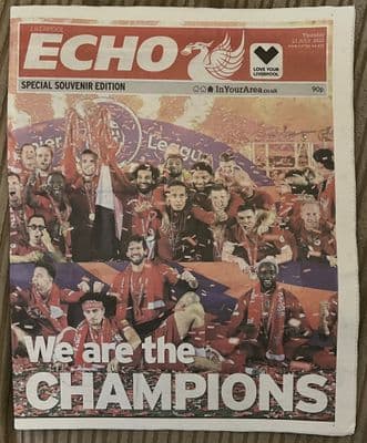 Liverpool Echo Champions Special Souvenir Edition Newspaper Issued 23rd July 2020