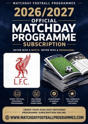 Liverpool Home League Only Official Matchday Programme Subscription 2026/2027 Season