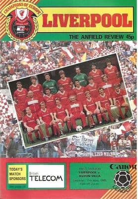 Liverpool v Aston Villa 11th May 1985 Official Matchday Programme