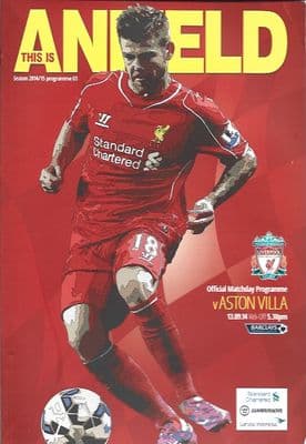 Liverpool v Aston Villa 13th September 2014 Official Matchday Programme