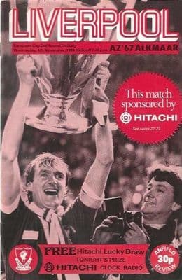 Liverpool v AZ ALkmaar European Cup 2nd Round 4th November 1981 Official Matchday Programme