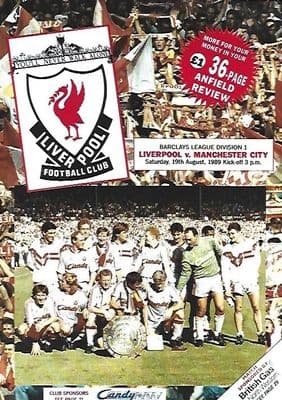 Liverpool v Manchester City 19th August 1989 Official Matchday Programme