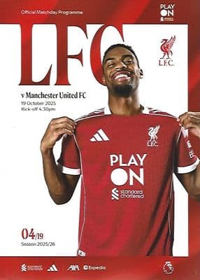 Liverpool v Manchester United Official Premier League Matchday Programme 2025/26 - 19th October 2025