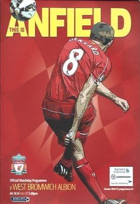 Liverpool v West Bromwich Albion 4th October 2014 Official Matchday Programme