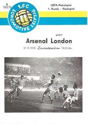 Lokomotive Leipzig v Arsenal 27th September 1978 UEFA Cup Official Matchday Programme