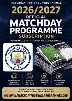 Manchester City Home League Only Official Matchday Programme Subscription 2026/2027 Season