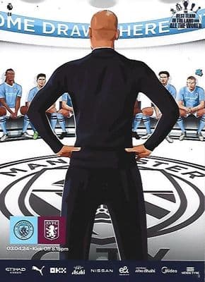Manchester City v Aston Villa Official Premier League Matchday Programme 23/24 - 3rd April 2024