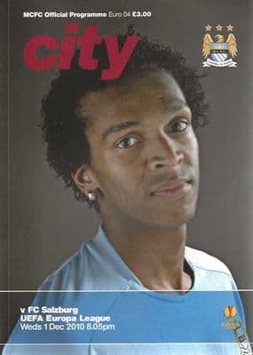 Manchester City v FC Salzburg 1st December 2010 UEL Official Matchday Programme