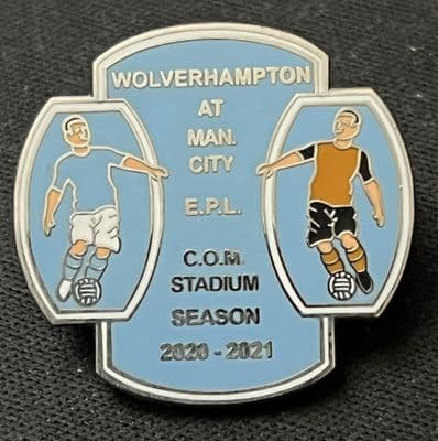 Manchester City v Wolves Matchday Enamel Pin Badge 2020/2021 Blue