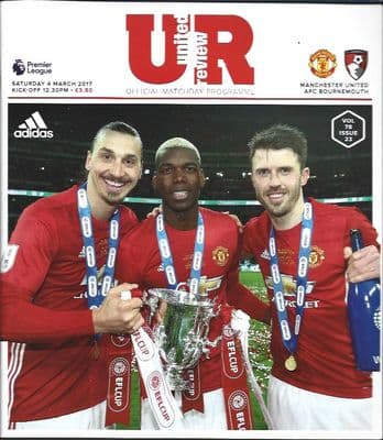 Manchester United v AFC Bournemouth Premier League 2016/2017 Programme 4th March 2017